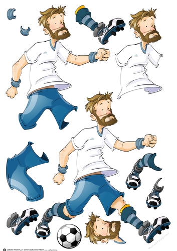 Football Dude White and Blue Beard Decoupage Sheet