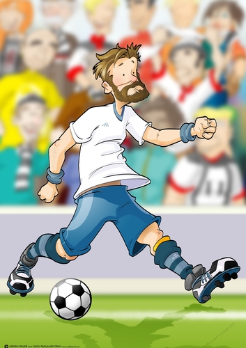 Football Dude White and Blue Beard A4