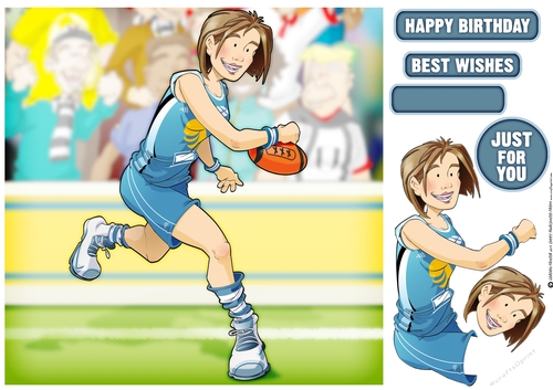 Aussie Rules Football Dudess Blue 8x8 Quick Card