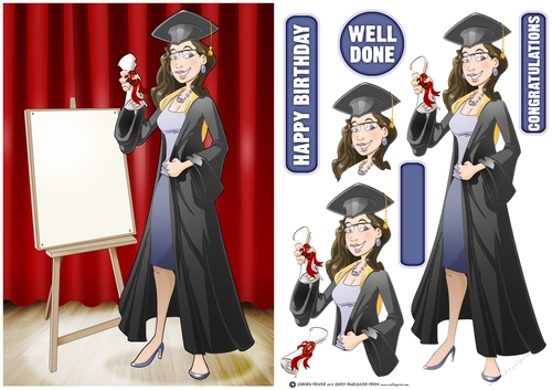 Graduation Dudess Brown Hair Blank Board