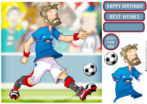 Football Dude Blue and White Beard 8x8