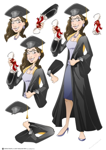 Graduation Dudess Brown Hair Glasses Decoupage Sheet