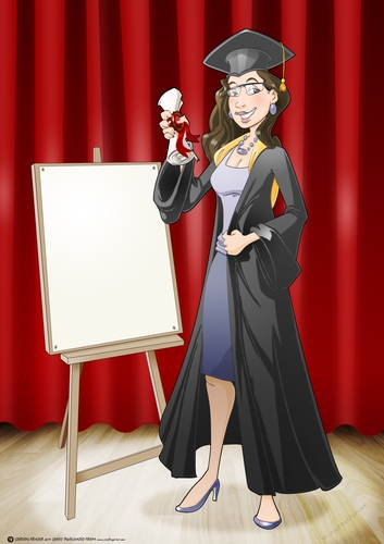 Graduation Dudess Brown Hair Blank Board A4