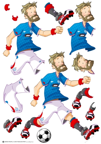 Football Dude Blue and White Beard Decoupage Sheet