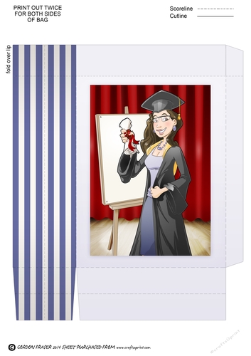 Graduation Dudess Brown Hair Blank Board Mini Gift Bag