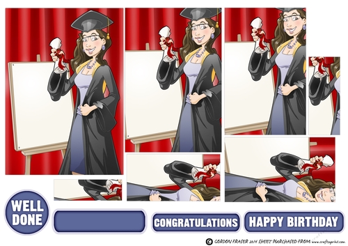 Graduation Dudess Brown Hair Blank Board Pyramid