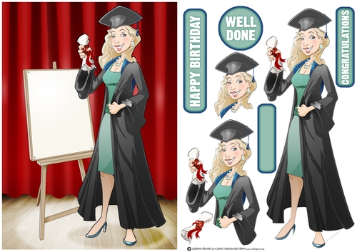 Graduation Dudess Blonde Hair Blank Board