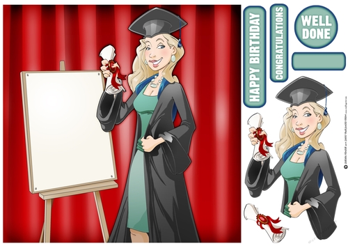 Graduation Dudess Blonde Hair Blank Board 8x8