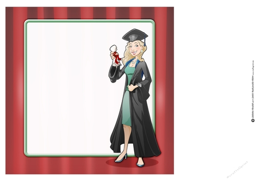 Graduation Dudess Blonde Hair Blank Board 8x8 Insert