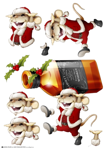 Mr Christmas Whiskey Mouse Decoupage Sheet