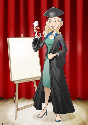 Graduation Dudess Blonde Hair Blank Board A4