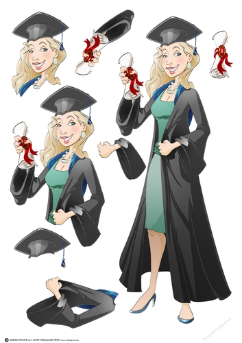Graduation Dudess Blonde Hair Decoupage Sheet