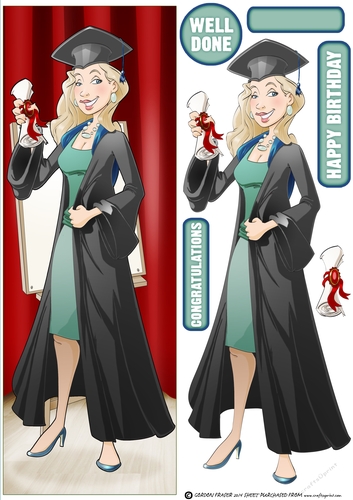 Graduation Dudess Blonde Hair Blank Board DL