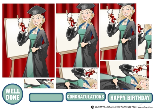 Graduation Dudess Blonde Hair Blank Board Pyramid