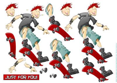 Skater Dude Plain Shirt Decoupage Sheet.
