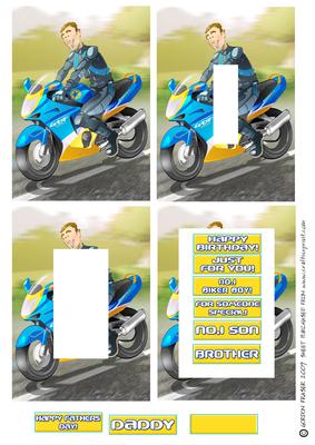 Biker Dude Blue and Yellow Inverted Pyramid.
