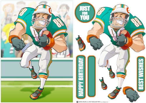 American Football Dude (Aqua and Orange)