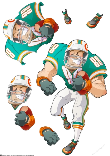 American Football Dude (Aqua and Orange) Decoupage Sheet