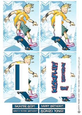 Skater Skateboarding Teen Dude Blue Inverted Pyramid.