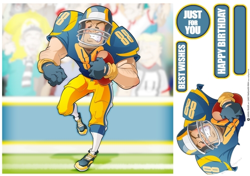 American Football Dude (Blue and Yellow) 8x8