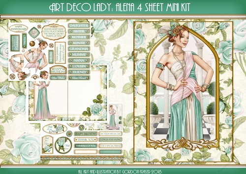 Art Deco Lady Alena 4 Sheet Mini Kit (Aqua)