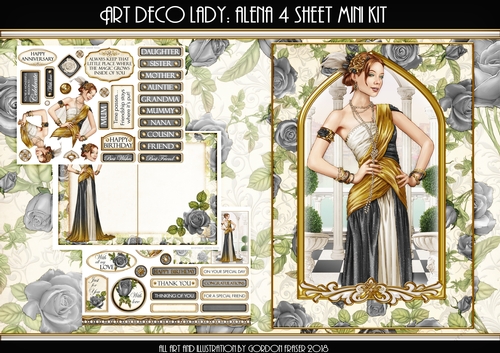Art Deco Lady Alena 4 Sheet Mini Kit (Black)