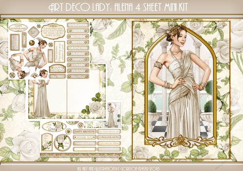 Art Deco Lady Alena 4 Sheet Mini Kit (Cream)