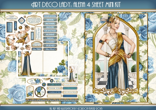 Art Deco Lady Alena 4 Sheet Mini Kit (Dark Blue)