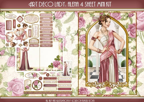 Art Deco Lady Alena 4 Sheet Mini Kit (Dark Pink)