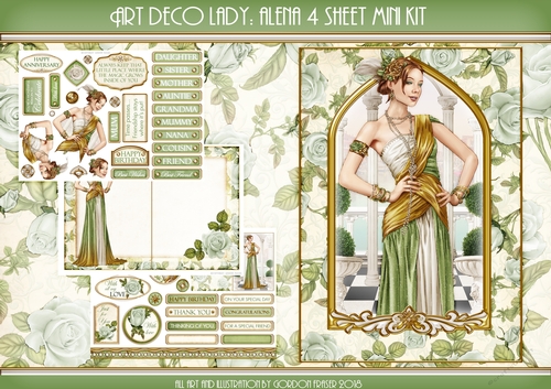 Art Deco Lady Alena 4 Sheet Mini Kit (Green)