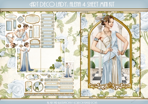 Art Deco Lady Alena 4 Sheet Mini Kit (Light Blue)