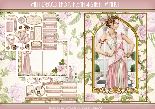 Art Deco Lady Alena 4 Sheet Mini Kit (Light Pink)