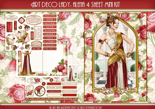 Art Deco Lady Alena 4 Sheet Mini Kit (Red)