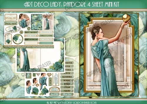 Art Deco Pandore 4 Sheet Mini Kit Aqua