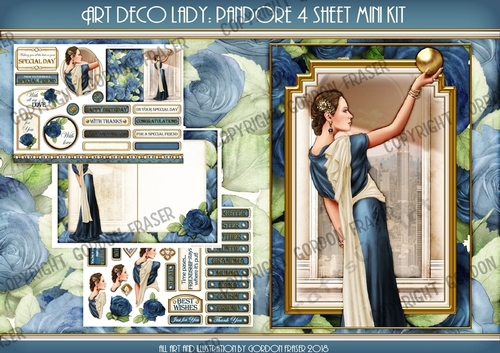 Art Deco Pandore 4 Sheet Mini Kit Dark Blue