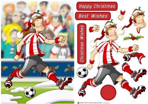 Football Dude Red and White Stripe Christmas
