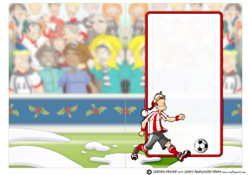 Football Dude Red and White Stripe Christmas Insert
