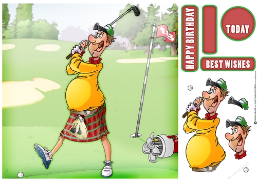 Golf Dude Kilt 8x8 Card Front
