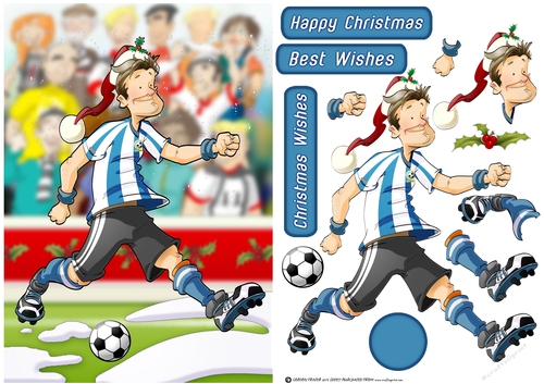 Football Dude Blue and White Stripe Christmas