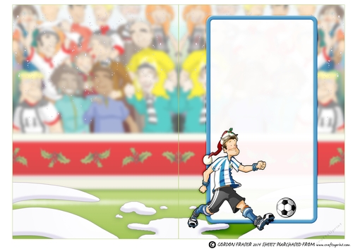 Football Dude Blue and White Stripe Christmas Insert
