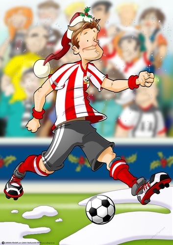 Football Dude Red and White Stripe Christmas A4