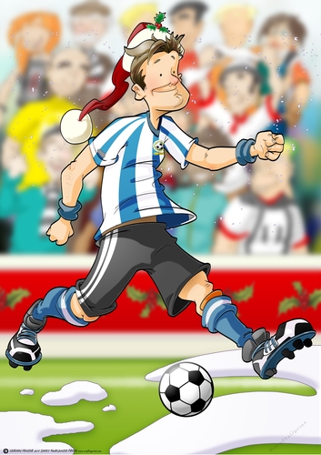 Football Dude Blue and White Stripe Christmas A4