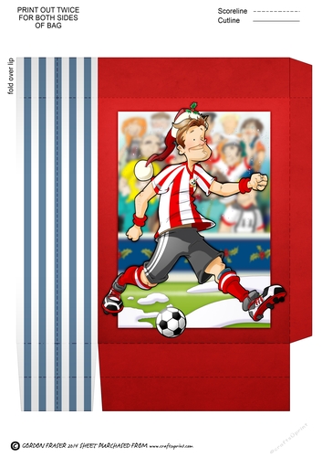 Football Dude Red and White Stripe Christmas mini Gift Bag