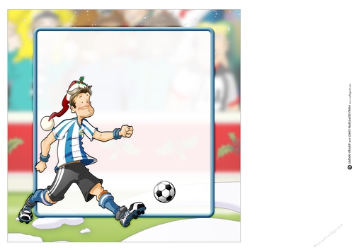 Football Dude Blue and White Stripe Christmas 8x8 Insert