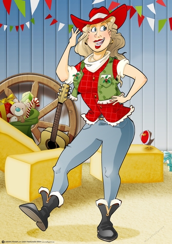 Christmas Line Dancer Lady (Red) A4