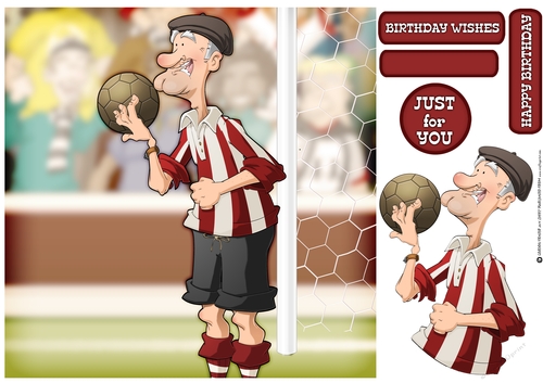 Red and White Stripe Old Footballer Dude 8x8 Card Front
