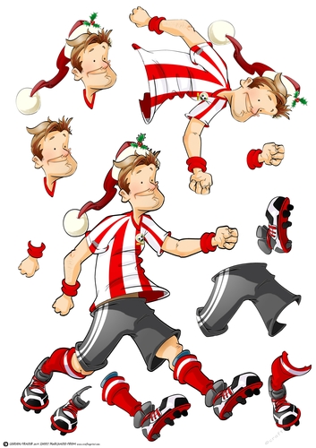 Football Dude Red and White Stripe Christmas Decoupage Sheet