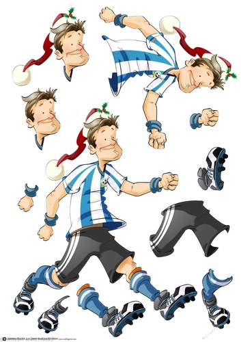 Football Dude Blue and White Stripe Christmas Decoupage Sheet