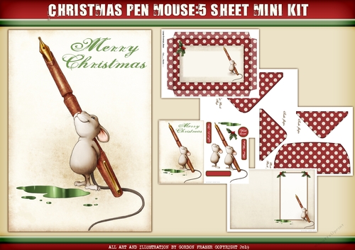 Pen Mouse Christmas 5 Sheet Mini Kit including Envelope