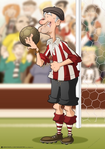 Red and White Stripe Old Footballer Dude A4